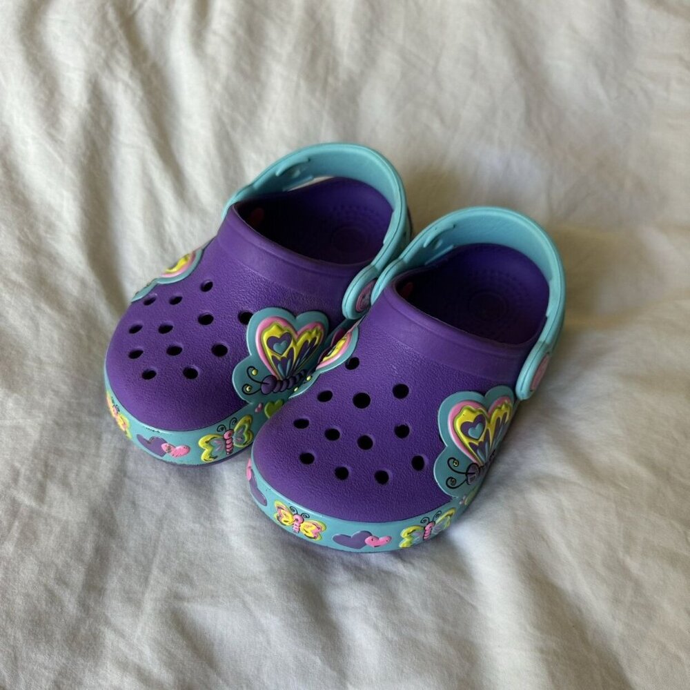 Purple Butterfly Light Up Crocs (size 8)